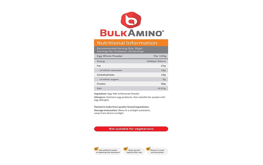 Bulkamino Egg Yolk Powder    Pack  300 grams
